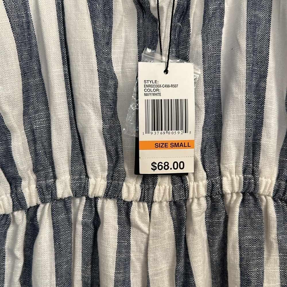 Kensie Blue and White Striped Jumpsuit  Size Small NWT - Picture 2 of 4